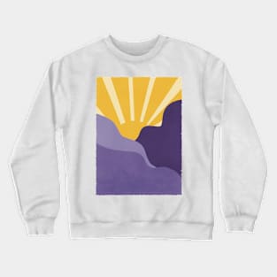 Purple Mountains and Sun Landscape Illustration Crewneck Sweatshirt